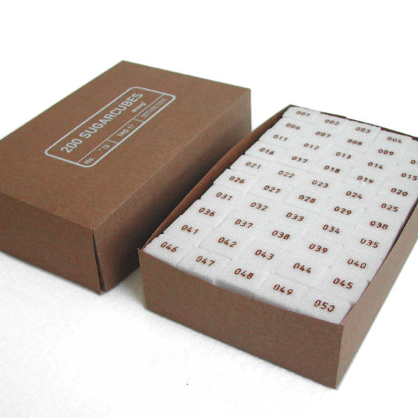 200 Numbered sugar cubes by Simon Heijdens / United Statements