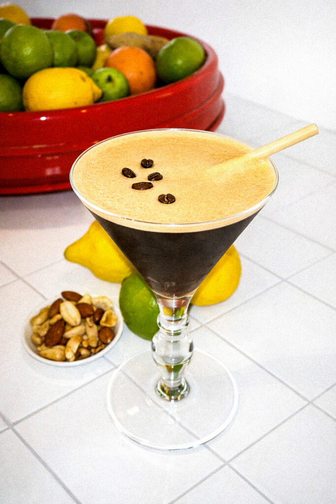 Espresso martini cocktail on bar
